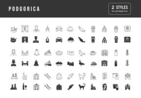 Set of simple icons of Podgorica vector