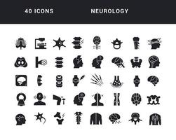 conjunto de iconos simples de neurología vector