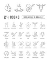 Vector Line Icons of World Rock-n-Roll Day