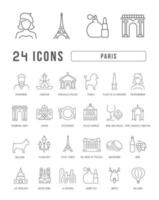 conjunto de iconos lineales de París vector
