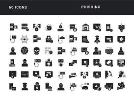 conjunto de iconos simples de phishing vector