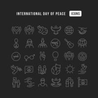 Set of linear icons of International Day of Peace vector