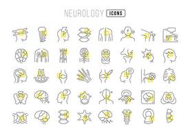 Set of linear icons of Neurology vector