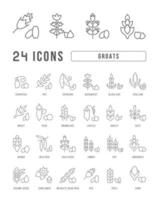 Set of linear icons of Groats vector