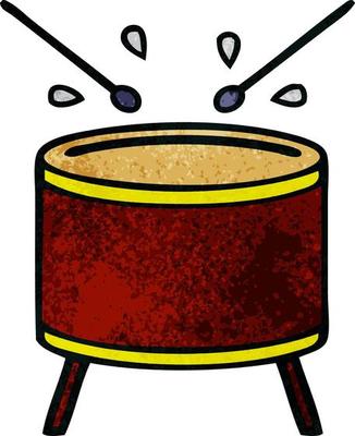 retro grunge texture cartoon drum
