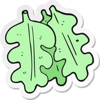 sticker of a cartoon oak leaves vector