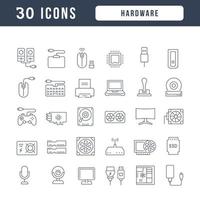 conjunto de iconos lineales de hardware vector