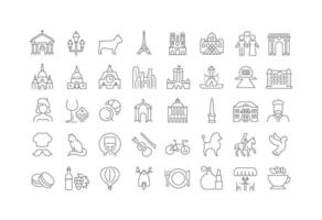 Set of linear icons of Paris vector