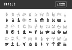 Set of simple icons of Prague vector