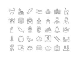 Set of linear icons of Podgorica vector