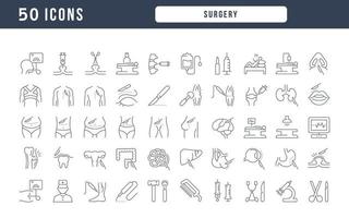 Set of linear icons of Surgery vector