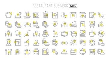 conjunto de iconos lineales del negocio de los restaurantes vector