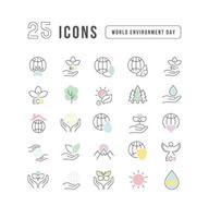 Vector Simple Icons of World Environment Day