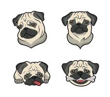 Set of Pugs vector