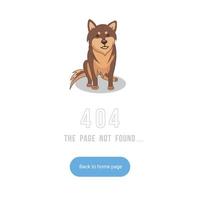 ilustración del error 404 con shiba inu vector