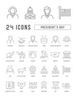 Set of linear icons of Presidents Day vector