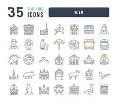 conjunto de iconos lineales de wien vector