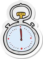 sticker of a cartoon stop watch vector