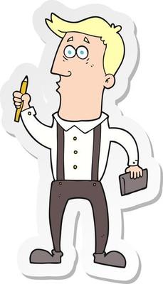 sticker of a cartoon man with notebook