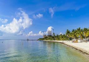 Playa Azul beach palm seascape panorama in Cancun Mexico. photo