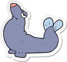 sticker of a cartoon proud seal vector