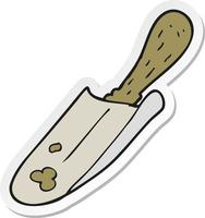 sticker of a cartoon shovel vector