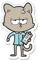 sticker of a bored cartoon cat taking survey vector