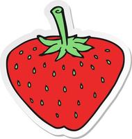 sticker of a cartoon strawberry vector