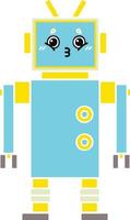 flat color retro cartoon robot vector