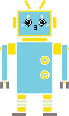 flat color retro cartoon robot
