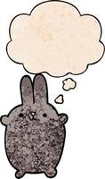 cartoon rabbit and thought bubble in grunge texture pattern style vector