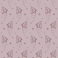 Seamless pattern with vector paper airplane.