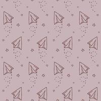 Seamless pattern with vector paper airplane.