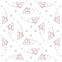 Seamless pattern with vector paper airplane.