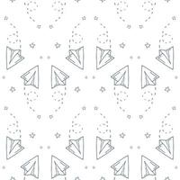 Seamless pattern with vector paper airplane.