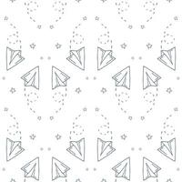 Seamless pattern with vector paper airplane.