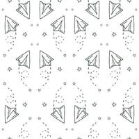 Seamless pattern with vector paper airplane.