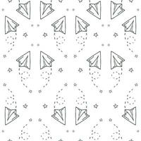 Seamless pattern with vector paper airplane.