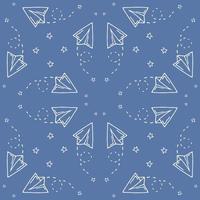 Seamless pattern with vector paper airplane.