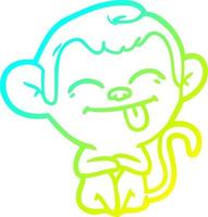 cold gradient line drawing funny cartoon monkey vector