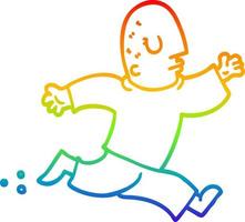 rainbow gradient line drawing cartoon man running vector