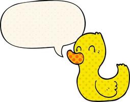 cartoon duck and speech bubble in comic book style vector