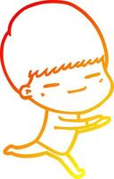 warm gradient line drawing cartoon smug boy vector