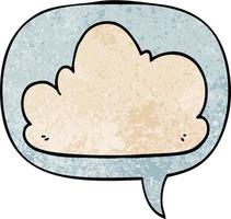 cartoon cloud and speech bubble in retro texture style vector