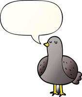 cartoon bird and speech bubble in smooth gradient style vector