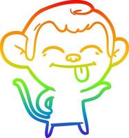 rainbow gradient line drawing funny cartoon monkey vector