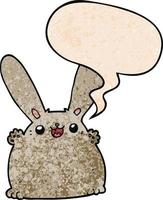 cartoon rabbit and speech bubble in retro texture style vector