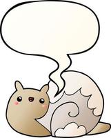 cute cartoon snail and speech bubble in smooth gradient style vector