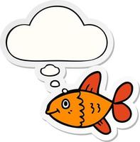 cartoon fish and thought bubble as a printed sticker vector