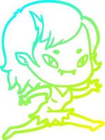 cold gradient line drawing cartoon friendly vampire girl running vector